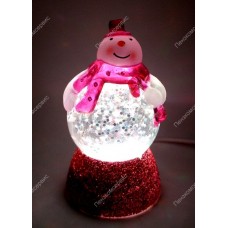 Сувенир ''Снеговичок-толстячок'' Orient NY6010, питание от USB, малиновый шарф